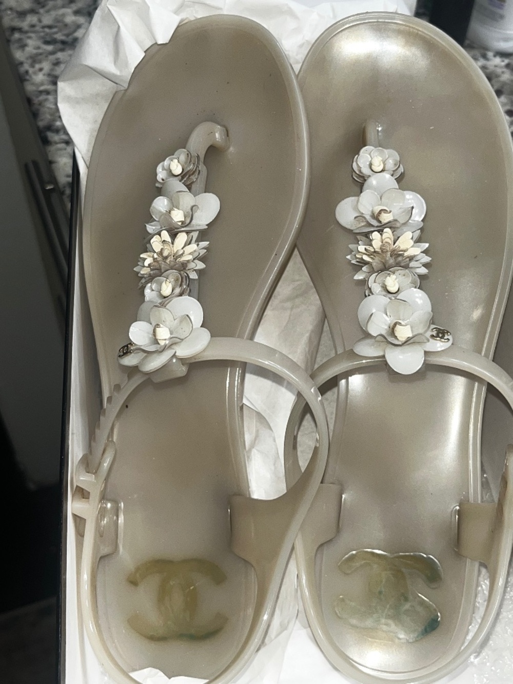 RARE CHANEL Authentic JELLY Thong Sandals 42